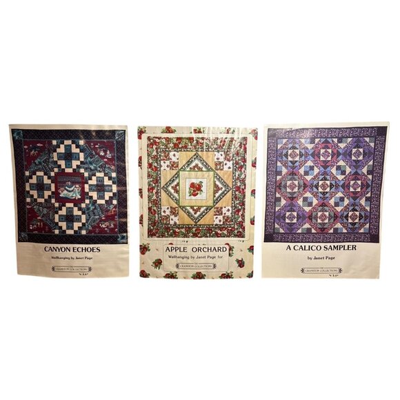 Set Of 3 Janet Page Quilt Patterns: Apple Orchard Canyon Echoes A Calico Sampler - Picture 1 of 7